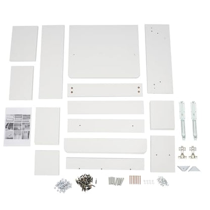 Floating Desk | Wall-Mount Computer Desk | Fold Down Laptop Desk | Writing Study Table | Folding Table Workstation | with Storage Shelves | 14.2in Wide Tabletop (White) - color: White