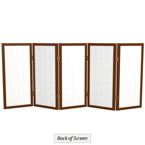 2 ft. Short Desktop Window Pane Shoji Screen - Walnut - 5 Panels - color: Walnut, size: 5 Panel
