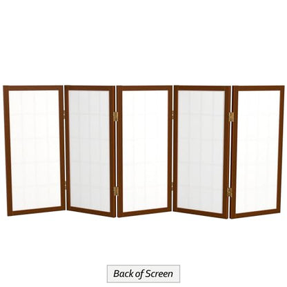 2 ft. Short Desktop Window Pane Shoji Screen - Walnut - 5 Panels - color: Walnut, size: 5 Panel