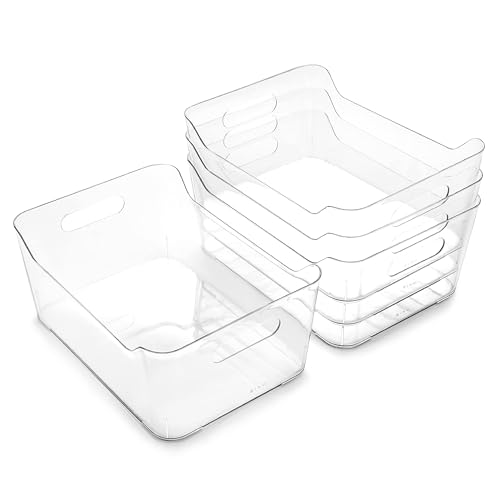 BINO | Plastic Organizer Bins, Large - 4 Pack | THE SOHO COLLECTION | Multi-Use Organizer Bins | Pantry Organizer & Freezer Organizer Bins | Plastic Storage Containers | Bins for Home & Kitchen Org - size: Large
