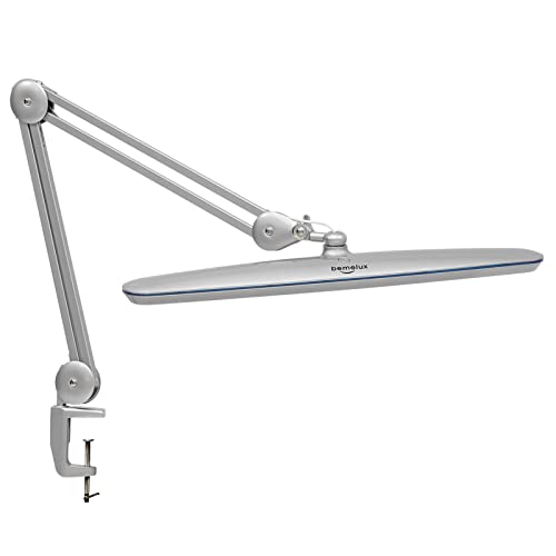 23-Inch LED Task Lamp with Clamp, 24W 2200LM, Silver | 117 SMD LEDs with 4 brightness levels provide eye-caring lighting for reading, crafting, office work, and study - color: Silver