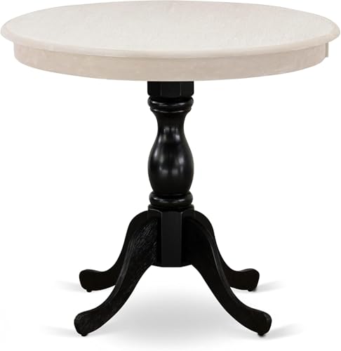 East West Furniture AMT-ACB-TP Antique Dining Room Table - a Round Kitchen Table Top with Pedestal Base, 36x36 Inch, Multi-Color - color: Amt-acb-tp