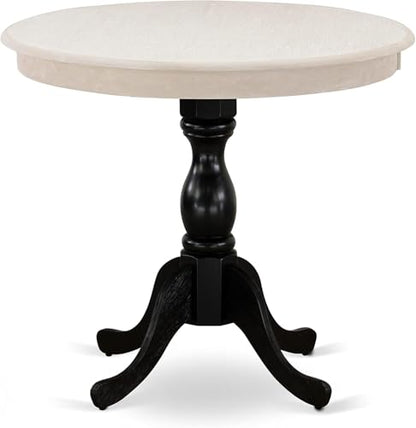East West Furniture AMT-ACB-TP Antique Dining Room Table - a Round Kitchen Table Top with Pedestal Base, 36x36 Inch, Multi-Color - color: Amt-acb-tp
