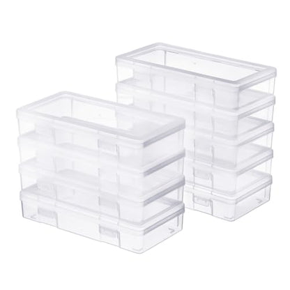 9 Pack Medium Clear Plastic Storage Boxes with Lids, Craft Jewelry Life Item Organizer for Puzzles, Pens, Rings, Needle and Thread, Nail Polish, Remote Controls - size: Medium - 9 Pack