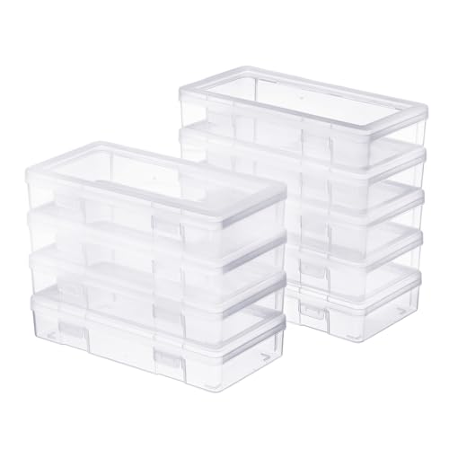 9 Pack Medium Clear Plastic Storage Boxes with Lids, Craft Jewelry Life Item Organizer for Puzzles, Pens, Rings, Needle and Thread, Nail Polish, Remote Controls - size: Medium - 9 Pack