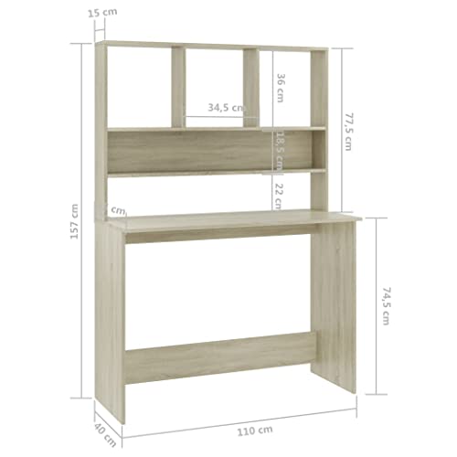 Desk with Shelves Sonoma Oak,Computer Desk,Bedrooms Desks,Hall Table,Modern Minimalist Style,Space Saving Design,for Bedroom, Study, Office, Entrance,43.3"x17.7"x61.8" Engineered Wood - color: Brown