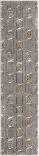Rugs.com - Vogue Geo Rug – 8 Ft Runner Gray and Gold High-Pile Textured Rug – Modern Geometric Design for Hallways, Entryways, and Bedrooms - color: Gray and Gold, size: 2' x 8' (Runner)