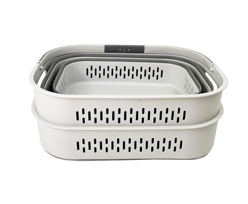 SAMMART 38L(10 Gal) Collapsible Laundry Basket - Foldable Pop-Up Storage Container/Organizer-Portable Space Saving Hamper, Measure 17.5x13.3x15.7"/3.8" Expanded/Collapsed (2, Grey) - color: Grey