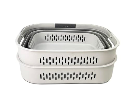 SAMMART 38L(10 Gal) Collapsible Laundry Basket - Foldable Pop-Up Storage Container/Organizer-Portable Space Saving Hamper, Measure 17.5x13.3x15.7"/3.8" Expanded/Collapsed (2, Grey) - color: Grey