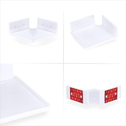 BRAINWAVZ 스피커, 카메라, 베이비 모니터, 식물, 책 전자 제품, 수집품 등을 위한 16.5cm(6.5인치) 코너 선반 마운트, 플로팅 선반에 접착제 및 나사 (화이트) - color: 16.5cm(6.5인치) 정사각형