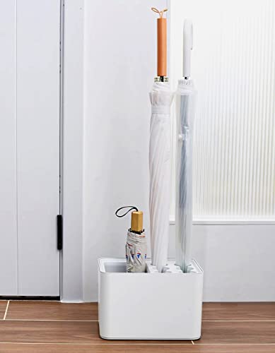 GeLive 10 Hole Umbrella Rack Stand Holder with Drip Tray Space Saver Organizer Fits Entryway Corner Home Office Decor, Hold 10 Umbrellas (White) - color: White