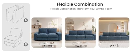 Middle Seat with Storage, Modular Sofa Couch, Blue - color: Blue, size: Middle Seat