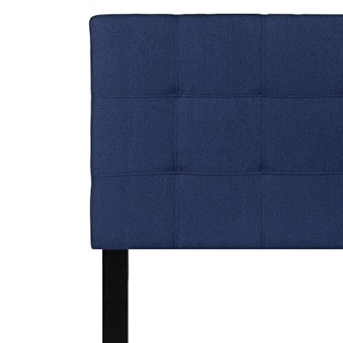 EMMA + OLIVER Size Headboard in Navy Twin Quilted Tufted Headboard | Adjustable Bed Rail Slots, Fabric Upholstered - color: Navy, size: Twin