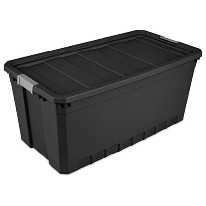 Sterilite 6-Pack Plastic Storage Bins with Lids, Stackable Containers, 50 Gallon, Black - size: 50 Gallon, style: 6 Pack