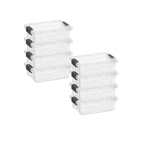 Superio Mini Storage Container Plastic Crayon Box Art Supplies and Sewing Case Stackable Clear Small Organizer for Beads, Stationery, Chalk, and Food, 0.7 Quart, 8 Pack - size: 0.7 Quarts, style: 8 Pack
