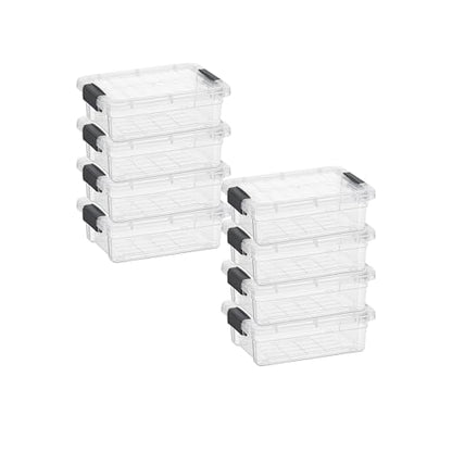 Superio Mini Storage Container Plastic Crayon Box Art Supplies and Sewing Case Stackable Clear Small Organizer for Beads, Stationery, Chalk, and Food, 0.7 Quart, 8 Pack - size: 0.7 Quarts, style: 8 Pack