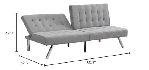 anwickjeff Futon Sofa Bed, Modern Convertible Armless Sleeper Couch Loveseat Sofa Sleeper Daybed for Studio, Apartment, Office, Small Space, Compact Living Room,68.1”x 32.9”x 32.3” (Gray) - color: Grey