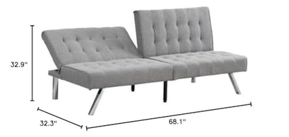 anwickjeff Futon Sofa Bed, Modern Convertible Armless Sleeper Couch Loveseat Sofa Sleeper Daybed for Studio, Apartment, Office, Small Space, Compact Living Room,68.1”x 32.9”x 32.3” (Gray) - color: Grey