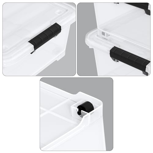 20 Quart Clear Plastic Underbed Storage Latching Bins, 4 Packs | Stackable Flat Rolling Under Bed Organization Boxes with Lids - size: 20 Quart