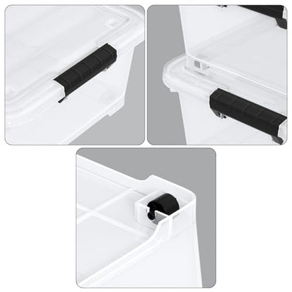20 Quart Clear Plastic Underbed Storage Latching Bins, 4 Packs | Stackable Flat Rolling Under Bed Organization Boxes with Lids - size: 20 Quart