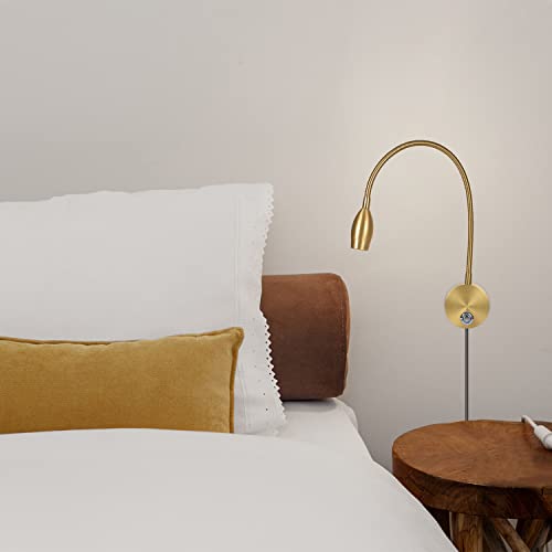 Adust Bedside Reading Light, Bedroom Reading Lamp, 3W LED Touch Dimmable Brightness Minimalist Wall Headboard Reading Lamp, Adjustable Colour Temperature, 3000k, 4000k, 6000k (Gold (1-Pack)) - size: Gold (1-Pack)