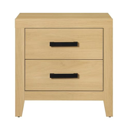 WAMPAT Nightstand with 2 Large Drawers,Wooden Nightstand with Storage,Farmhouse Bedside Table End Table for Bedroom, Oak - color: Oak