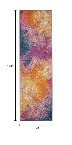Nourison Home Passion Sunburst 2'2" x 12' Area Rug - Easy Clean, Non Shedding, Bed Room, Living Room, Dining Room, Kitchen (12' Runner) - color: Sunburst, size: 2'2" x 12' (Runner)