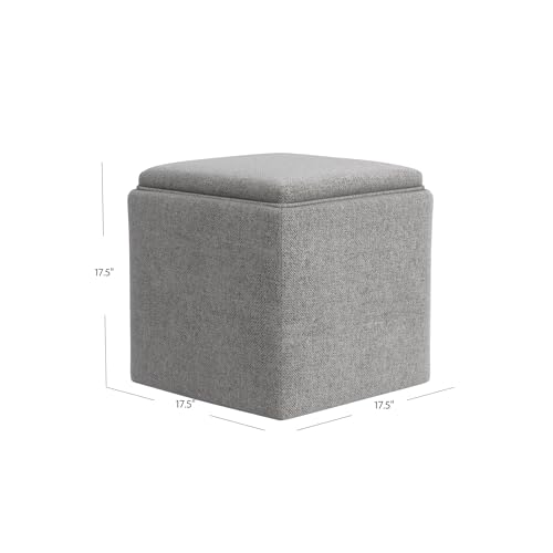HomePop 17.5" Storage Ottoman with Tray Top - Grey Woven - color: Grey