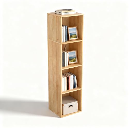 4 Cube Storage Organizer, 4 Tier Cube Low Bookcase Freestanding Storage Display Organizer, Four-Cubes Open Shelf Bookshelf for Home Office (Oak, 4-Cube) - color: Oak, size: 4-Cube