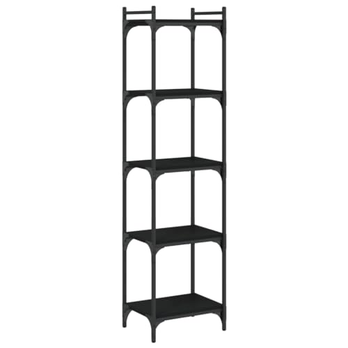 5-Tier Bookshelf Industrial Bookcase with Metal Frame, Storage Rack Display Shelf for Living Room, Bedroom, Home Office, 15.7 x 11.8 x 60.6 Inches, Black - color: Black 4