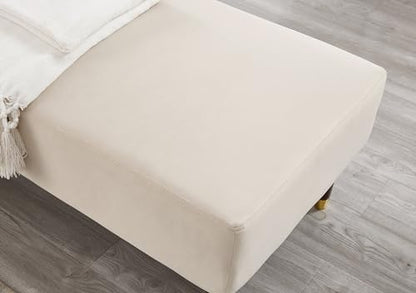 Bellemave Chaise Lounge Indoor, Velvet Upholstered Lounge Chair with Pillow, Solid Wood Legs Modern Chaise Lounge Chair for Living Room Bedroom Office (Beige) - color: Beige