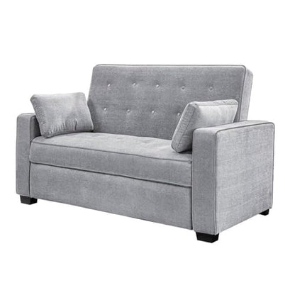 Serta Ainsley 66.5" Convertible Sleeper Loveseat, Full Size, Dreamcoil Comfort, Soft Woven Fabric, Light Grey - color: Light Grey, size: Full Loveseat