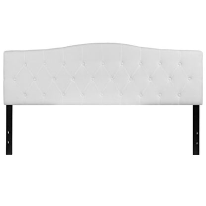 EMMA + OLIVER White King Tufted Headboard | Adjustable Bed Rail Slots, Fabric Upholstered - color: White, size: King