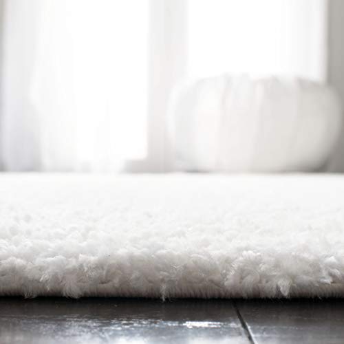 SAFAVIEH August Shag Collection Accent Rug - 2'3" x 4', White, Solid Design, Non-Shedding & Easy Care, 1.2-inch Thick Ideal for High Traffic Areas in Entryway, Living Room, Bedroom (AUG900A) - color: White, size: 2'3" x 4' (Rectangular)