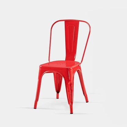 AC Pacific 18 Inch Seat Height Industrial Metal Dining Chairs, Stackable Kitchen or Bar Seat, Durable Modern Design, Versatile Accent Furniture, Set of 2, Red - color: Red, size: Set of 2