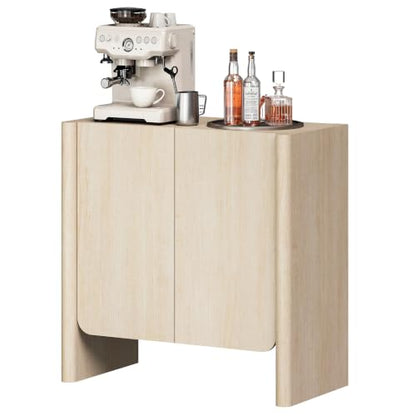 Buffet Cabinet, Coffee Bar Cabinet with Adjustable Shelf, Sideboard Storage for Living Room, Dining Room, Entryway, 31.5" W Rounded Wood Cabinet, Beige - color: Beige