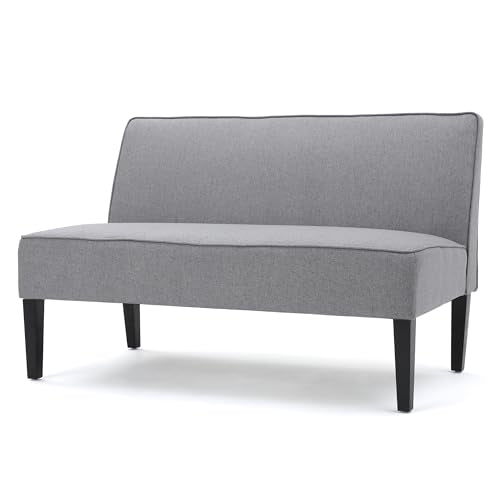 50" Grey Small Loveseat Sofa | Comfy Mini Fabric Sofa Couch for Small Spaces, 2 Seater Armless Sofa with Solid Wood Legs for Living Room, Dorm, Office - color: Grey