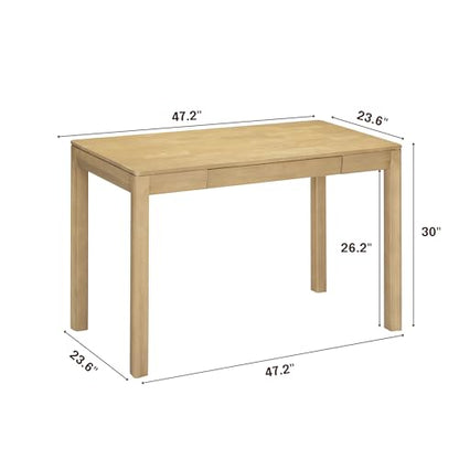 Flow Modern Wooden Rectangle Desk Table with Hidden Drawer – Waterproof & Heat Resistant - Sand - color: Sand, size: 47 Inch, style: Desk