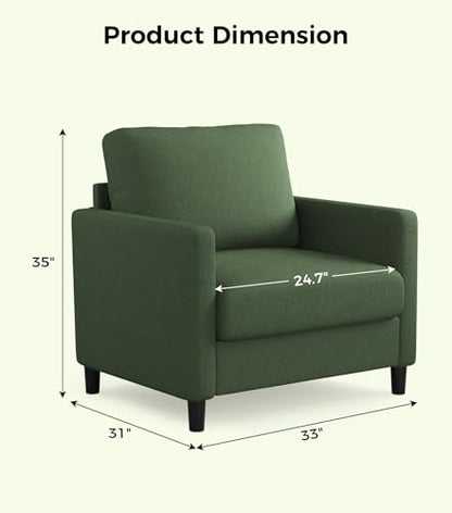 Welzona Sofa Accent Chair, 33" Reading Chair, Comfy Teddy Arm Chairs | Comfy Teddy Fabric, Tool-free Setup, Washable Covers, All-wood Couch Chairs for Living Room, Bedroom, Reading Nook, Green - color: Green, size: Standard