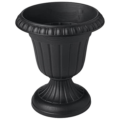 Arcadia Garden Products PL00BK Classic Traditional Plastic Urn Planter, 16” x 18”, Black - color: Black, size: 16" x 18"