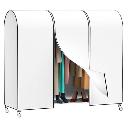 Zilink Garment Rack Cover Large Cothing Rack with Cover 72 in, White | Dustproof, Breathable, 2 Durable Zippers, Clothes Rack Cover Garment Bags Protector for Garment Rack (Rack Not Included) - size: 72"L x 20"W x 60"H - White