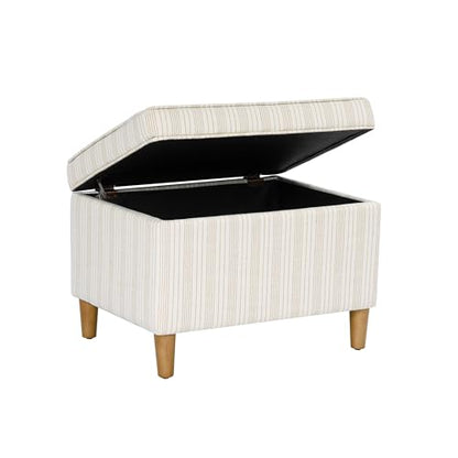 Spatial Order 24" Dinah Collection Storage Ottoman - Cream Marigold Pinstripe Fabric - color: Cream Marigold Pinstripe Fabric