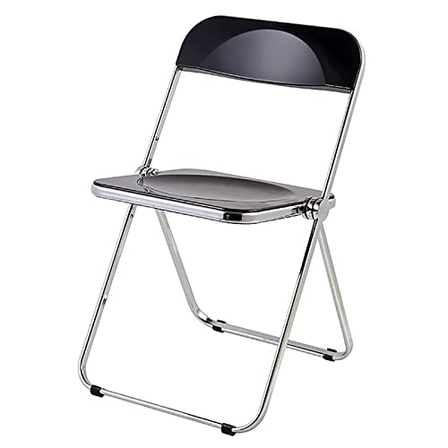 Stackable Transparent Dining Chair - Metal Frame, Plastic Accent Chair for Kitchen, Living Room, Bedroom - Space Saving, Stylish Design，Black 47x48x76cm(19x19x30inc - color: Black