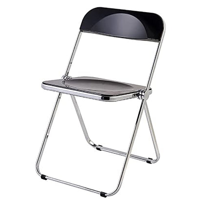 Stackable Transparent Dining Chair - Metal Frame, Plastic Accent Chair for Kitchen, Living Room, Bedroom - Space Saving, Stylish Design，Black 47x48x76cm(19x19x30inc - color: Black
