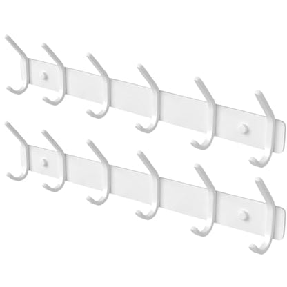 Coat Rack Wall Mount Hooks - 15 Inch White Metal 6-Hook Rack(2 Pack) | Modern Kids Room, Entryway & Bathroom Hanger for Towels, Coats, Purses, Bags - color: White, size: 2 Pack