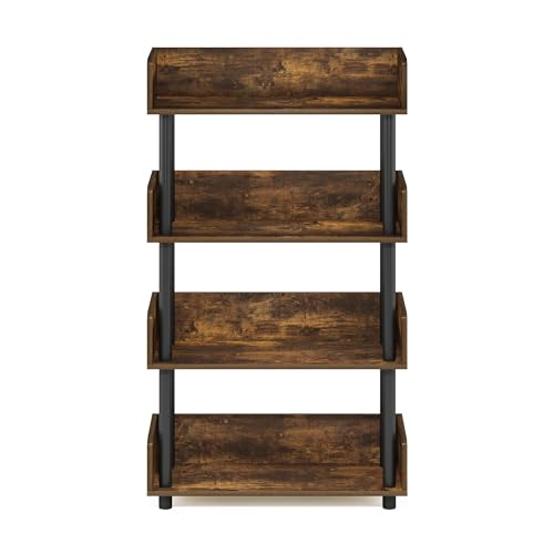 Furinno Turn-N-Tube 4-Tier Toolless Display Rack, Amber Pine/Black - color: Amber Pine/Black, size: 4-Tier Display Rack