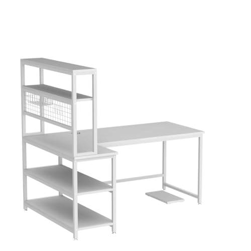 Tribesigns 55" Computer Desk Large Office Desk Study Table (All White) | L-Shaped Writing Desk Workstation with Hutch, Wireless Charging, Open Storage Shelves, and Movable CPU Stand for Home Office - color: All White