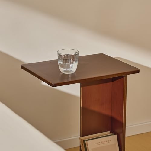 RECCI Solid Bamboo C-Shaped End Table Set of 2 for Couch and Sofa, Sustainable Mid-Century Modern Wood Side Table for Living Room or Bedroom, Easy Assembly C Table Nightstand (Espresso Brown) - color: Espresso Brown