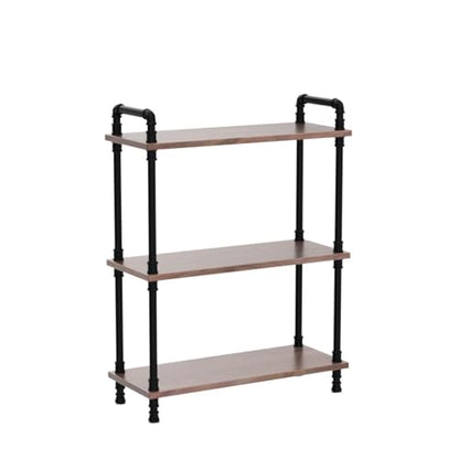 Industrial Bookshelf, Pipe Shelf Bookcase, 3 Tier, 30" Weathered Brown | Solid pine shelves, 30 inch wide, black pipe frame, 35 lbs per shelf, open bookcase for books, plants, office - color: Weathered Brown, size: 30"L × 39"H