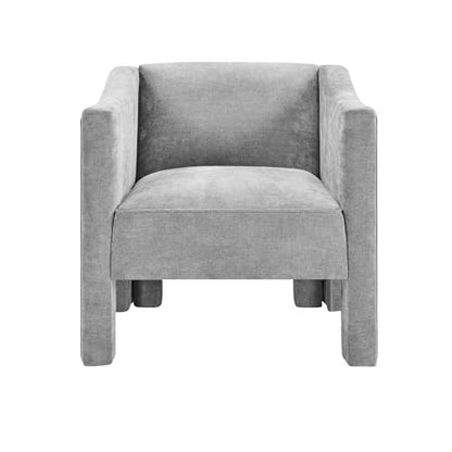 Penau Barrel Accent Chair, Chenille Upholstered Grey Seat | Soft Chenille Upholstery, Foam With Spring Pockets, Compact Living Room Seating, Bedroom Lounge Use